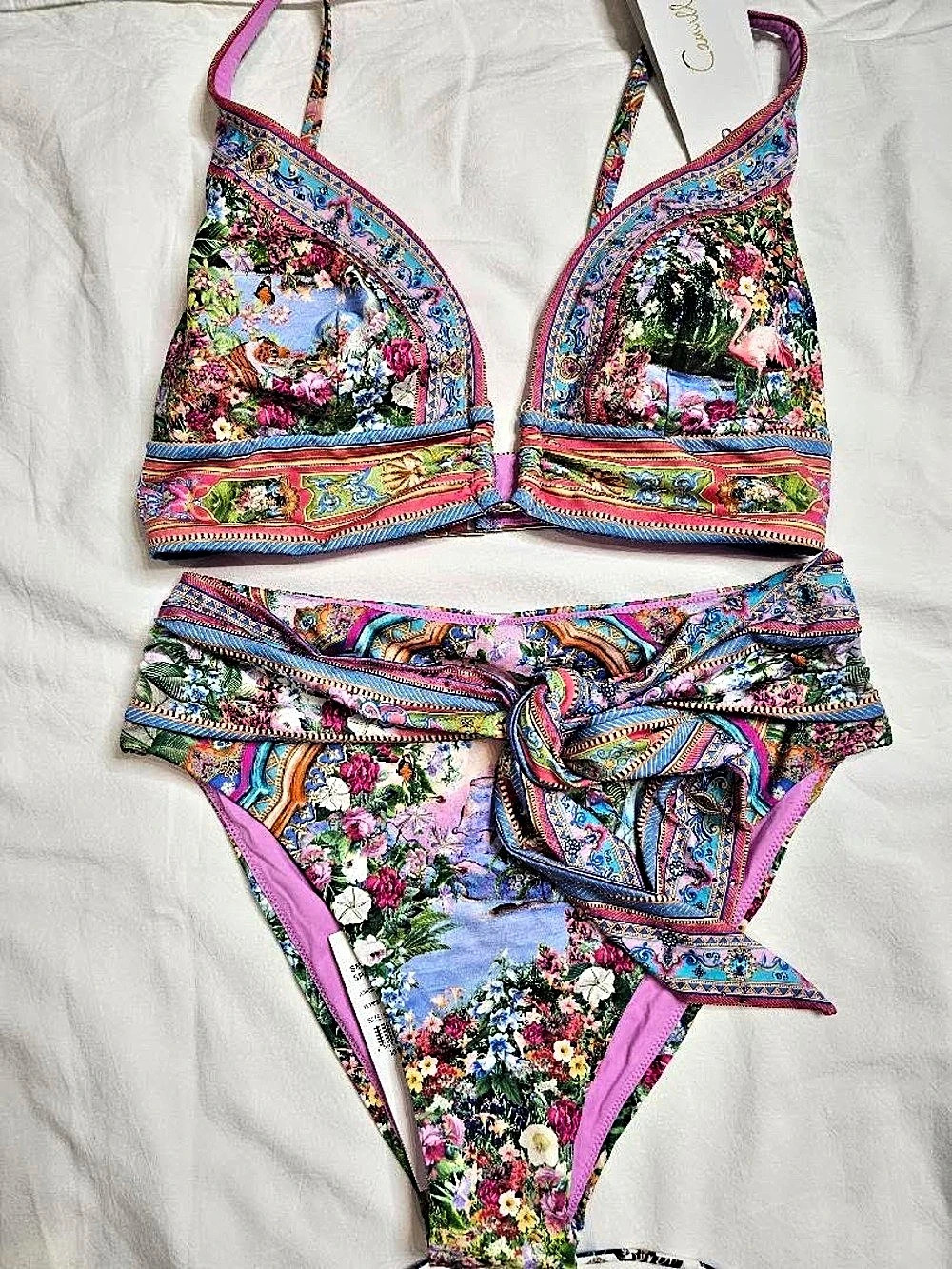 Camilla Flamenco Flamingo Bikini Set, Pink & Blue